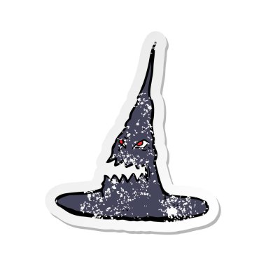 bir karikatür ürkütücü Retro sıkıntılı etiket şapka Cadılar