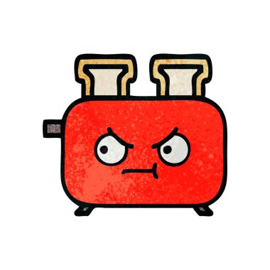 Retro grunge doku karikatür bir ekmek kızartma makinesi