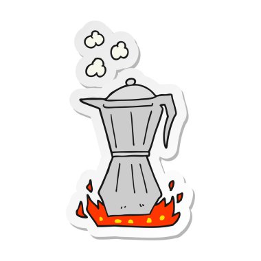 etiket bir karikatür borulu espresso Maker
