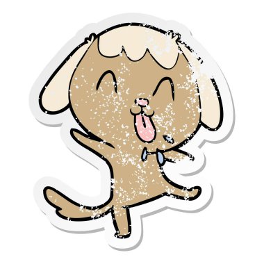 sevimli çizgi köpeklerin sıkıntılı etiket