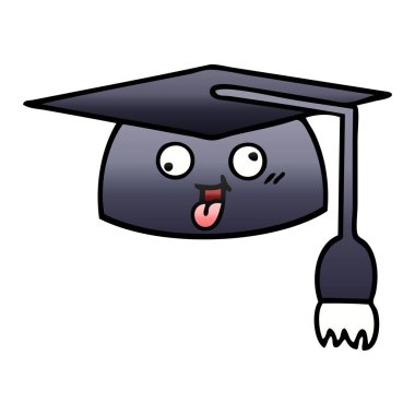 Mezuniyet şapka degrade gölgeli çizgi film