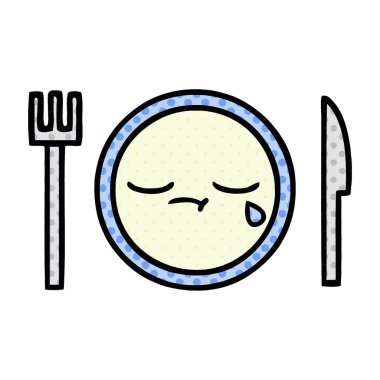 çizgi roman tarzı karikatür bir yemek tabağı