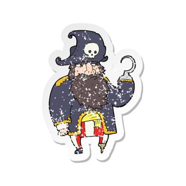 bir çizgi film korsan Retro sıkıntılı etiket