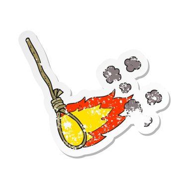 çizgi film hangmans ilmek yanıyor Retro sıkıntılı etiket