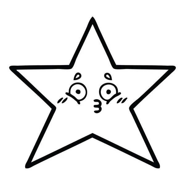 Dibujo Línea Dibujos Animados Una Estrella Mar — Vector de stock