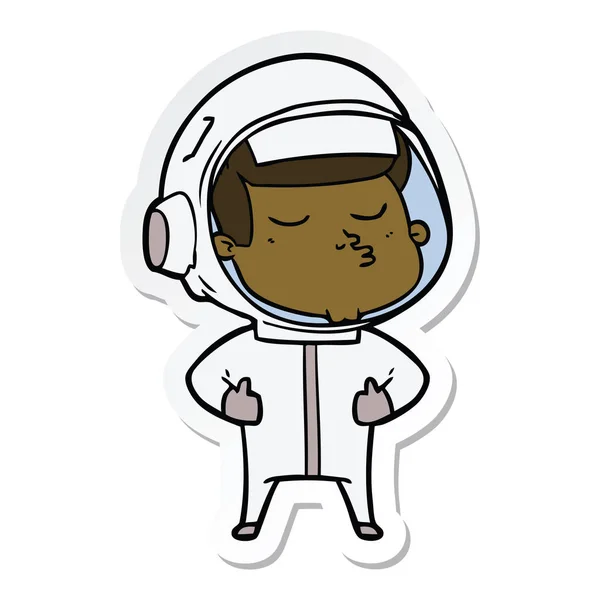 Sticker Cartoon Confident Astronaut — Stock Vector