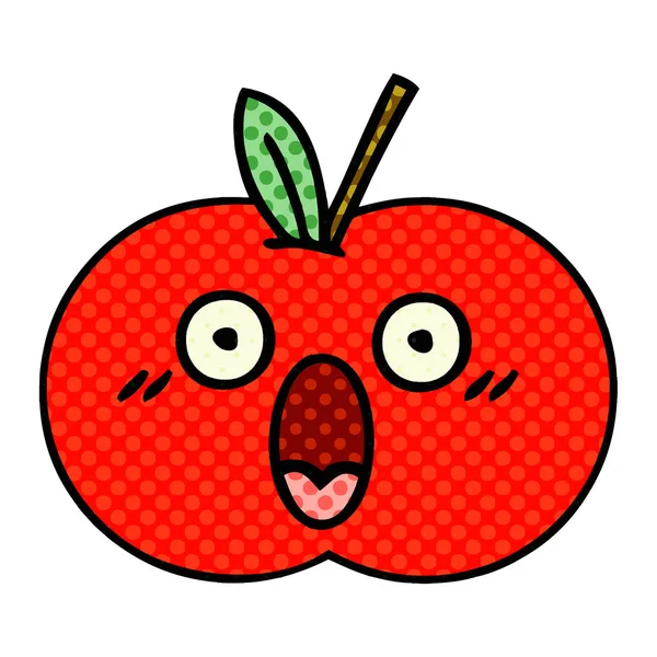 Komiks Kreslený Styl Červené Jablko — Stockový vektor