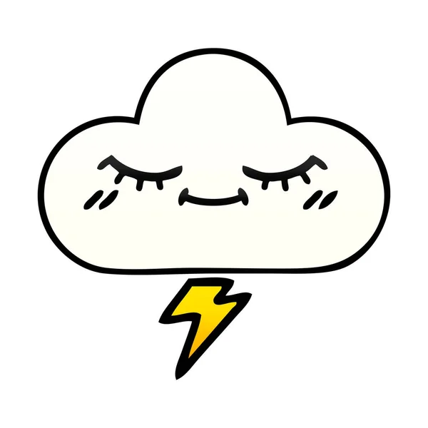 Caricatura Sombreada Gradiente Una Nube Trueno — Vector de stock