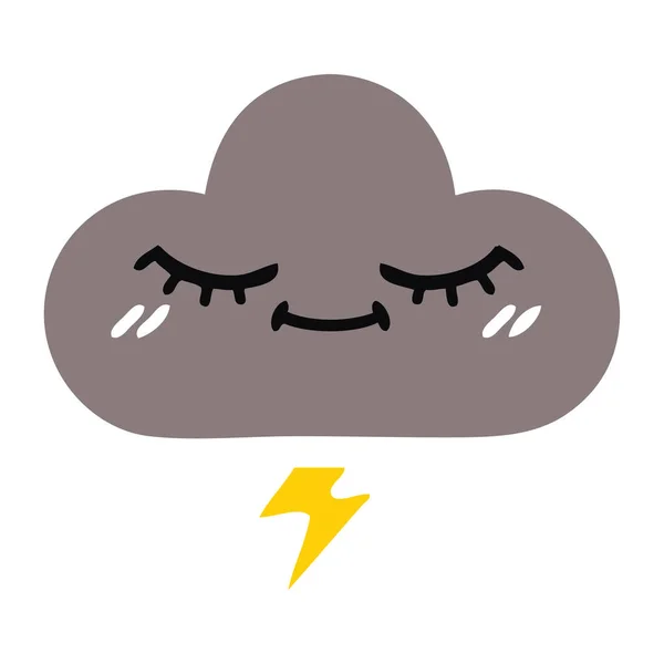 扁平的颜色复古卡通的风暴云 — 图库矢量图片
