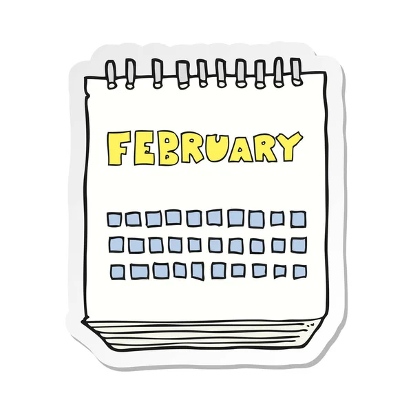 Etiqueta Calendário Desenhos Animados Mostrando Mês Fevereiro —  Vetores de Stock