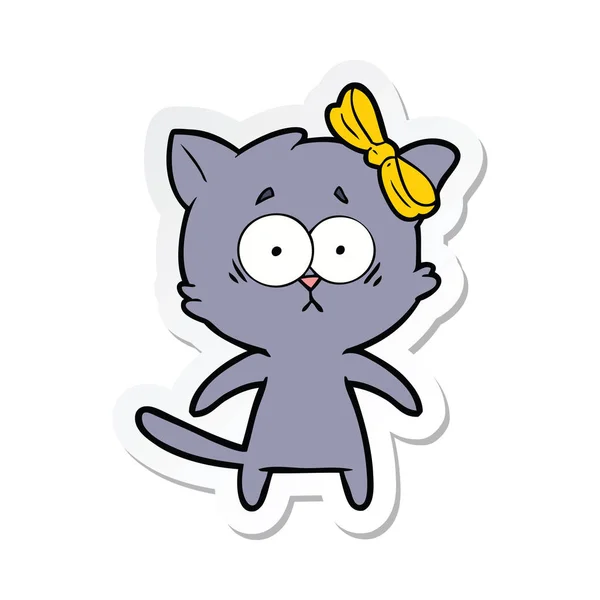 Adesivo di un gatto dei cartoni animati — Vettoriale Stock