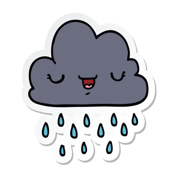 Sticker van een onweerswolk cartoon — Stockvector