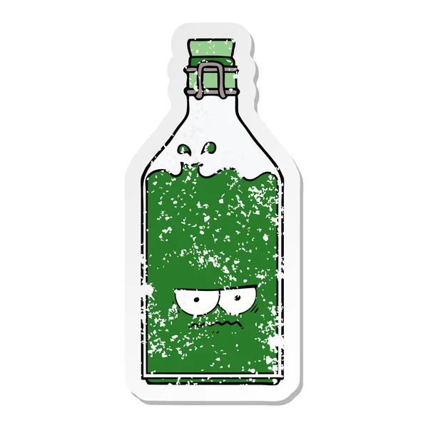 Distressed sticker of a cartoon old bottle — Stock Vector