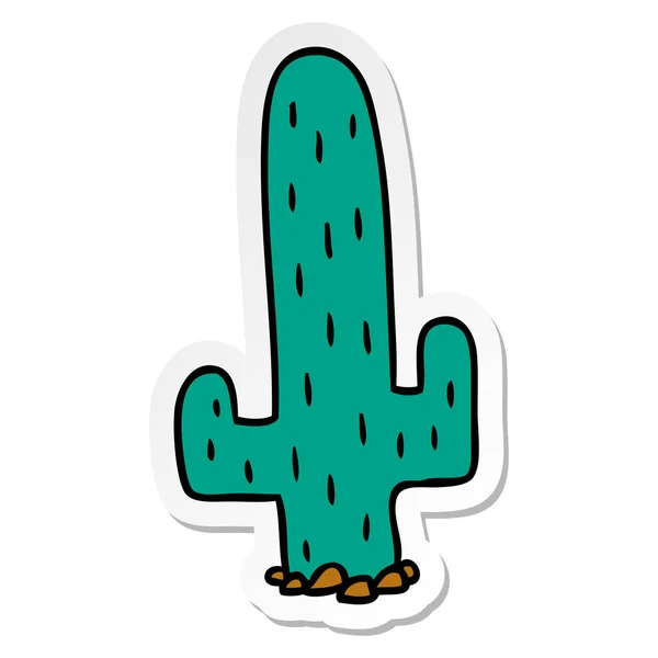 Ručně Tažené Nálepka Kreslený Doodle Kaktus — Stockový vektor
