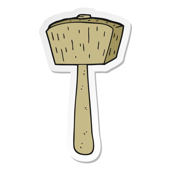 Etiqueta de um martelo de madeira de desenho animado — Vetor de Stock
