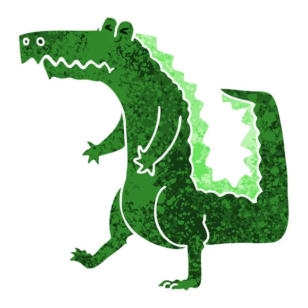 Style Illustration Rétro Drôle Dessin Animé Crocodile — Image vectorielle