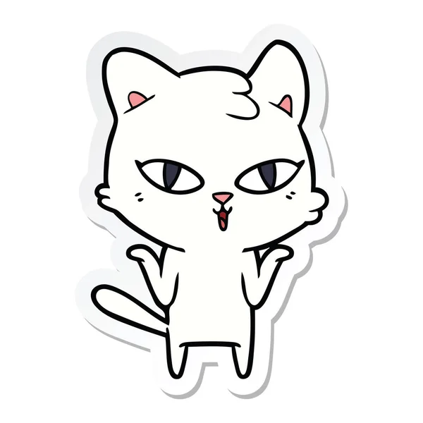 Sticker Cartoon Cat — Stock Vector