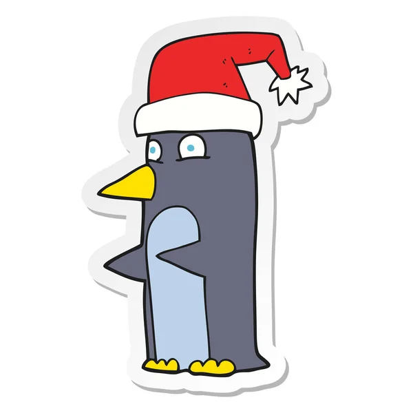 Pegatina Pingüino Navidad Dibujos Animados — Archivo Imágenes Vectoriales