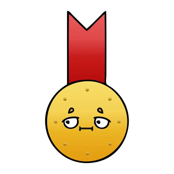 Desenho Animado Sombreado Gradiente Uma Medalha Ouro —  Vetores de Stock