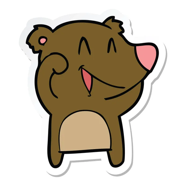 Nálepka smějící se medvěd kreslený — Stockový vektor