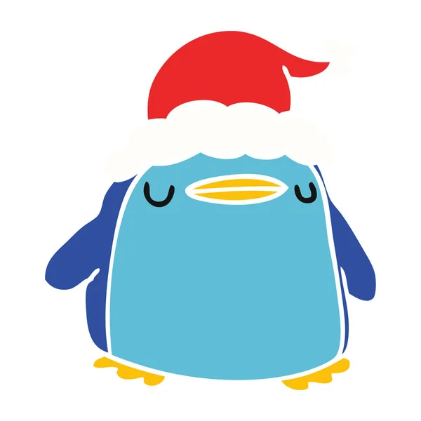 Handgezeichneter Weihnachts Cartoon Von Kawaii Pinguin — Stockvektor