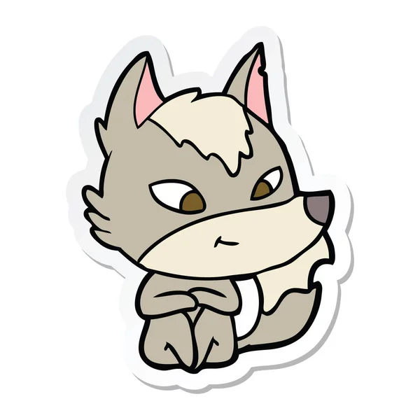 Sticker Van Een Vriendelijke Cartoon Wolf — Stockvector