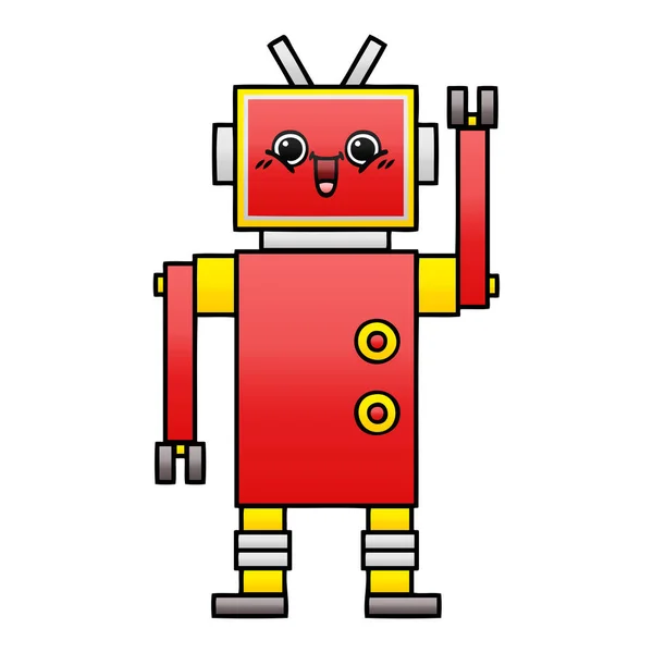 Desenho Animado Sombreado Gradiente Robô Feliz — Vetor de Stock