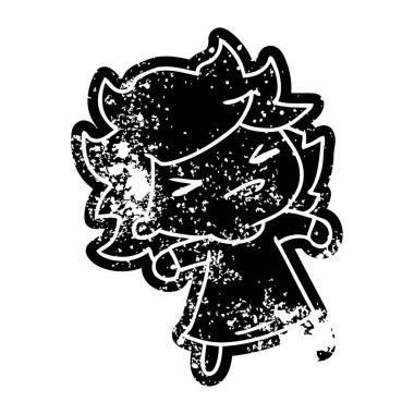 Grunge simgesi bir şirin kawaii kızın sıkıntılı