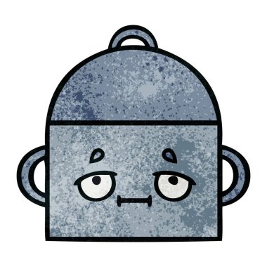 Retro grunge doku karikatür bir pişirme tencere