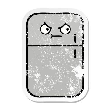 sevimli çizgi buzdolabı dondurucu sıkıntılı etiket