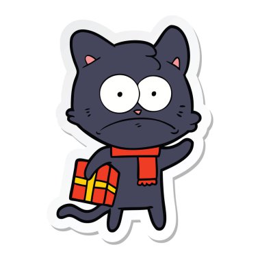 etiket bir karikatür gergin kedi