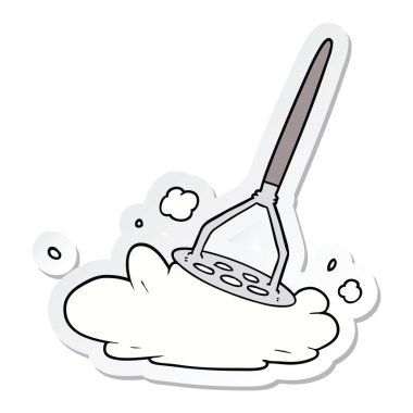 bir çizgi film patates ezici etiket