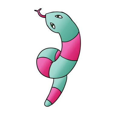 uzun bir yılan serbest el çekilmiş degrade çizgi film