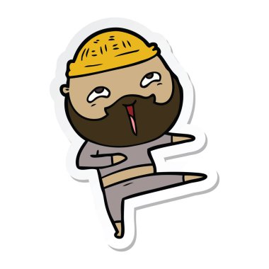 etiket karikatür mutlu bir sakallı adamın