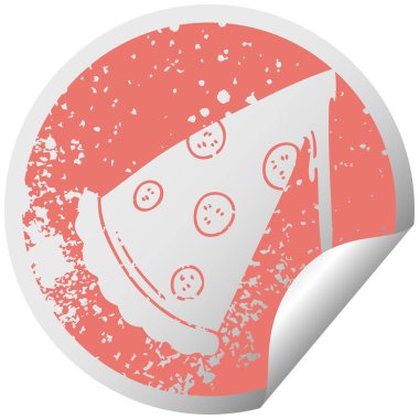 ilginç sıkıntılı dairesel peeling etiket sembolü dilim pizza