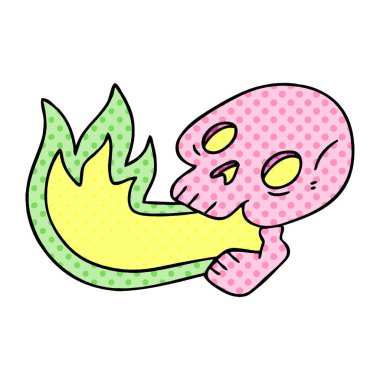 ilginç çizgi roman tarzı çizgi film kafatası nefes yangın