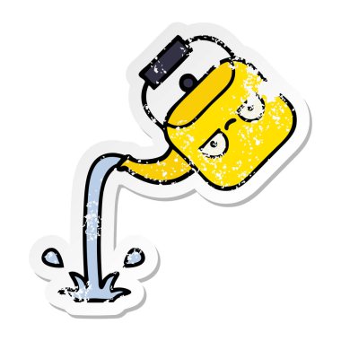 su ısıtıcısı dökülen bir sevimli çizgi sıkıntılı etiket