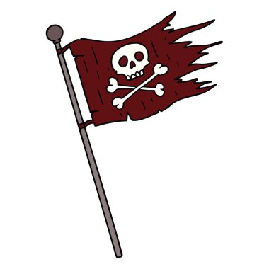 çizgi film doodle bir korsan bayrağı
