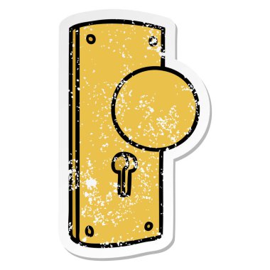 elle çizilmiş etiket karikatür doodle bir kapı kolu, sıkıntılı