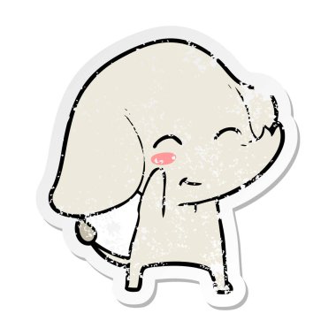 sevimli çizgi fil sıkıntılı etiket