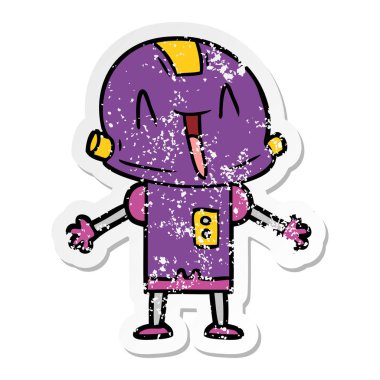 bir çizgi film robot sıkıntılı etiket