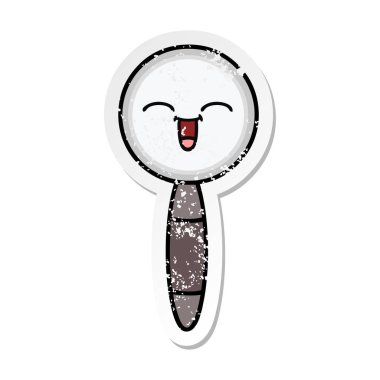 sevimli çizgi Büyüteç sıkıntılı etiket