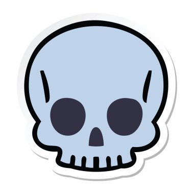 ilginç bir el etiket karikatür kafatası çizilmiş