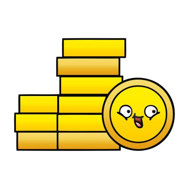 Degrade gölgeli karikatür bir sikke