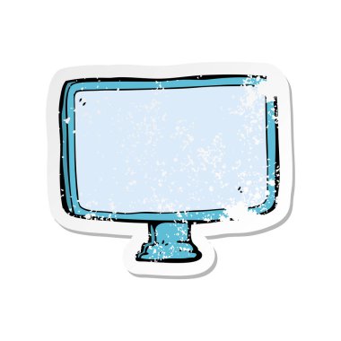 bir çizgi film bilgisayar ekranın Retro sıkıntılı etiket