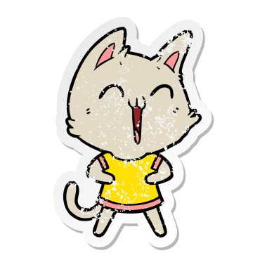 bir mutlu karikatür kedi sıkıntılı etiket