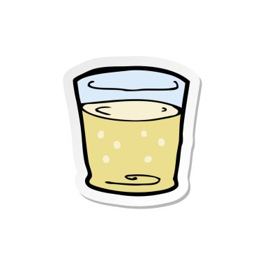 bir çizgi film viski bardağında etiket