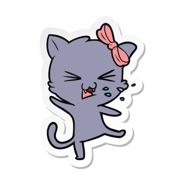 etiket bir karikatür kedi