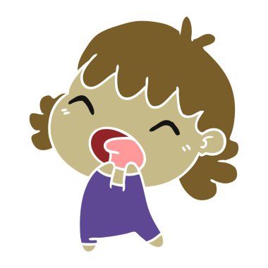 serbest el çekilmiş çizgi film sevimli kawaii bebek kız