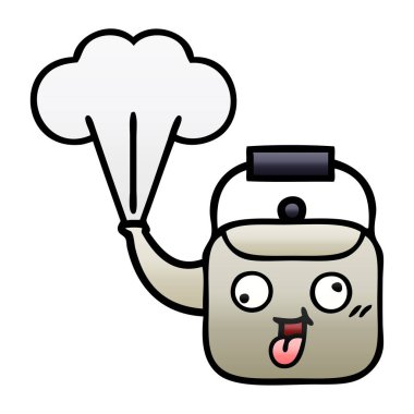 Degrade gölgeli karikatür buharlı su ısıtıcısı